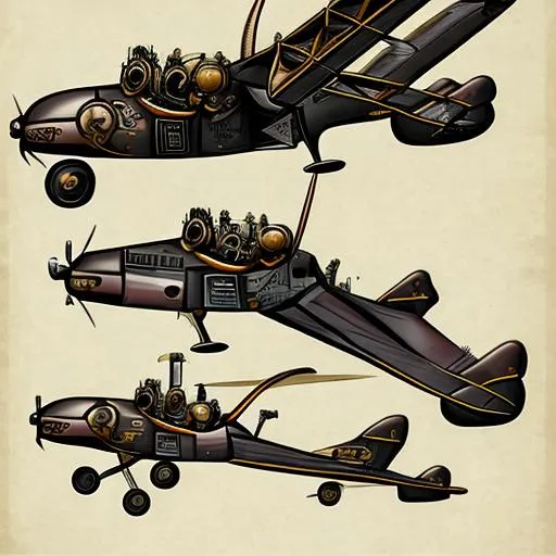 Prompt: A Steampunk biplane