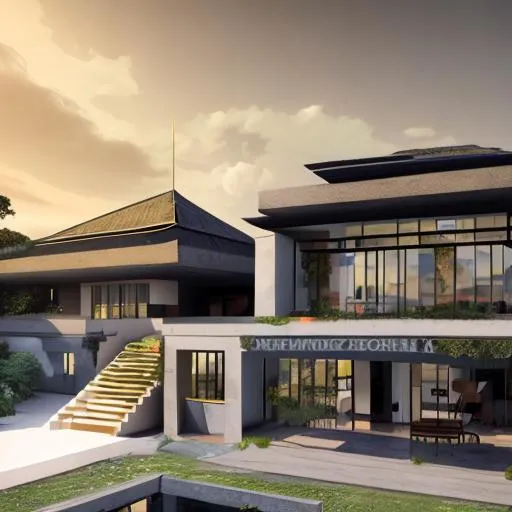 modern design of beautiful detailed family house wit...