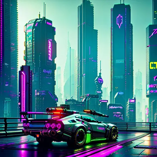 City skyline, daytime, cyberpunk 2077