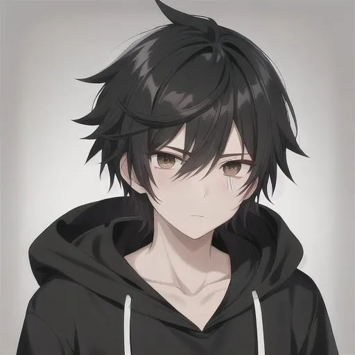 A anime boy that have black hair and dark brown eyes... | OpenArt