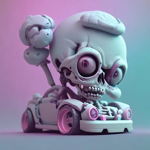 Prompt: tiny cute skeleton driving sport car toy, standing character, soft smooth lighting, soft pastel colors, skottie young, 3d blender render, polycount, modular constructivism, pop surrealism, physically based rendering, square image