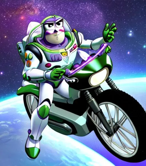 Buzz Lightyear From Toy Story Riding A Motorcycle Th Openart