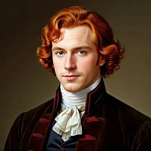 Prompt: Mr. Bingly, a handsome man with curly, ginger hair aged 30 years, stylish 18th century clothing, facial closeup