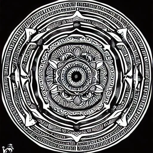 Prompt: colloring page, snakes, clean line art, fine line art, mandala, HD, good quality