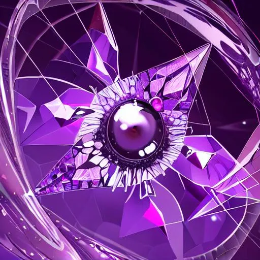 Prompt: A purple crystal with a human eye stuck on the top of it