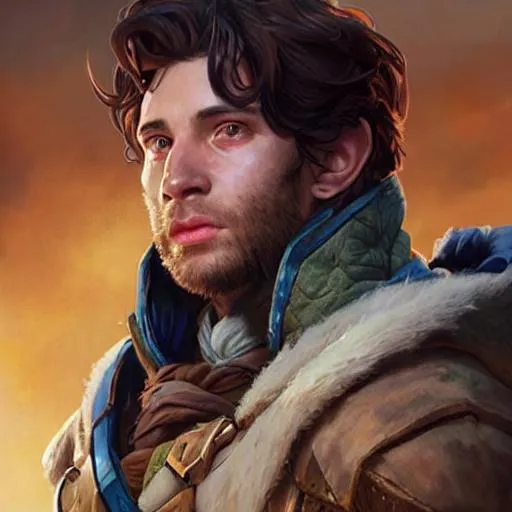 Prompt: realistic portrait of a dnd young male dwarf, D&D, shorter hair, highly detailed, concept art, smooth, art by artgerm and greg rutkowski and alphonse mucha and simon stalenhag, ambient lighting, fantasy, full view, close up to face, highly detailed face, sharp face, simple clothes and hood, skinny 