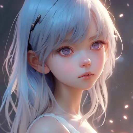 Prompt: picture, a cute girl, smooth soft skin,showing entire body, big dreamy eyes,revealing,beautiful light blue colored hair, revealing clothing, symmetrical, anime wide eyes, soft lighting, detailed face, by makoto shinkai, stanley artgerm lau, wlop, rossdraws, concept art, digital painting, looking into camera