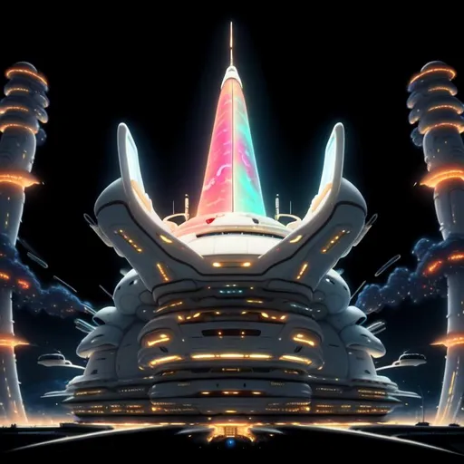 Prompt: close up, paint strokes, artsy big white fat mothership. w a beam in a top of a small city, render, realistic, landscape, with a halo", glowing, silky, furry, backlit, warm tones, night-sky, moss, indigo, cream, coral, bone-white, ornate, dynamic, particulate, intricate, elegant, highly detailed, airbrush, volumetric lighting, occlusion, smooth, sharp focus, 128K UHD octane render, w more detail, ultra realistic, insane detail, cinematic