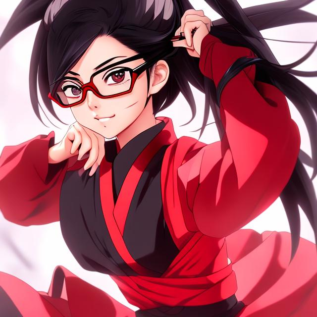 sarada uchiha, uchiha, ninja, anime, red glasses, re