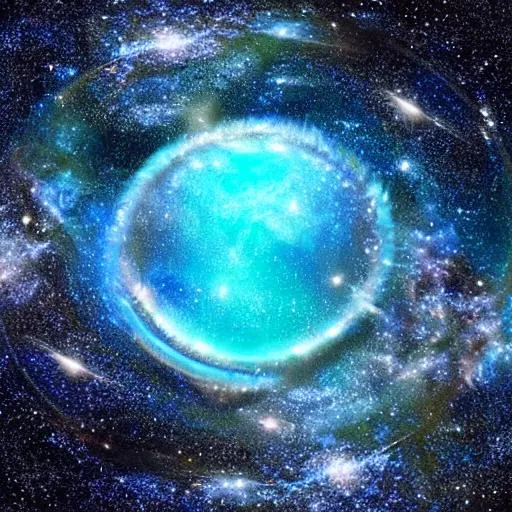Prompt: Galaxy, blue planet, cyan planet rings, blue theme, realistic, hdr, 64k