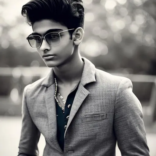 Prompt: a stylish handsome indian teenage man


