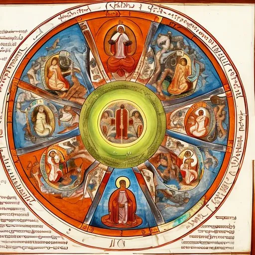 Prompt: the hebrew wheel of dharma presented by jesus