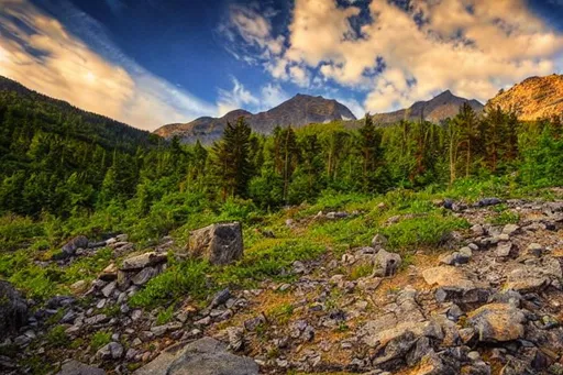 Prompt: beautiful sky and grate mountain