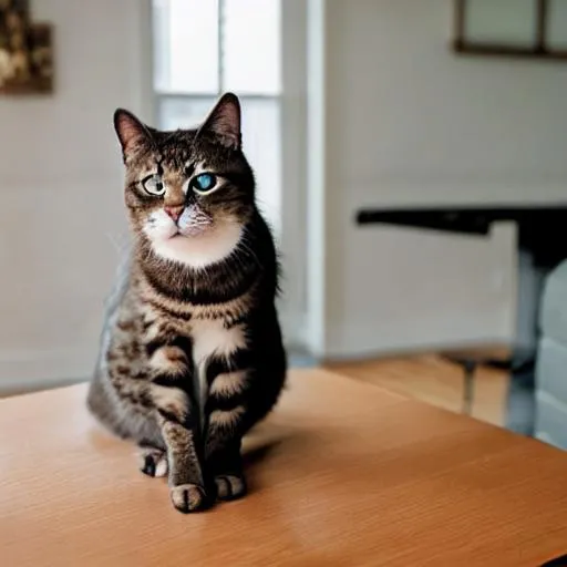 Prompt: A cat sitting on a table 