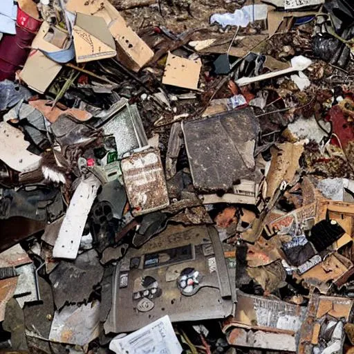 Prompt: Rotting Dead Mouse, Pile of Junk, 80s Video Games, Lost Soul Valley, Terrible Pest Control
