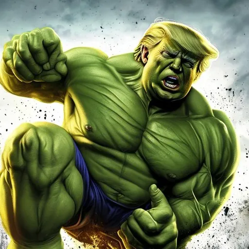 Prompt: President Donald Trump The Incredible Hulk