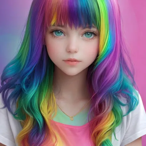 Prompt: A girl in rainbow colors