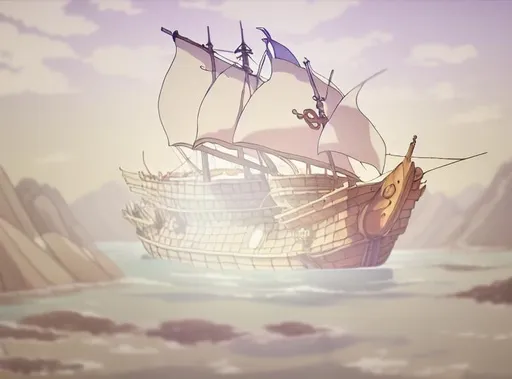 Prompt: Vessel,Galleon,Anime,Cartoon, Dynamic Lighting, EPIC,Studio Ghibli,travel,animated.