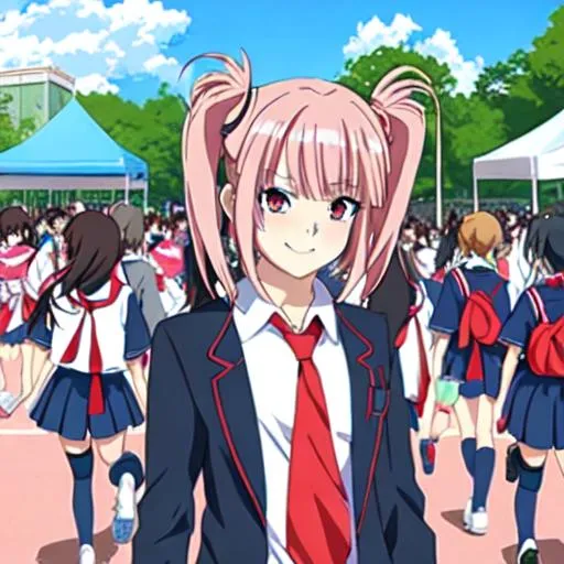 Prompt: anime style, school festival