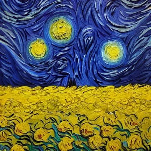 Prompt:  painting van gogh style with yellow flowers