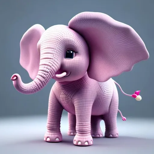 Prompt: Pink baby elephant. 3d rendered. 4K. Realistic 