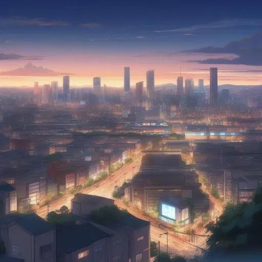 Prompt: anime-show style art of a city