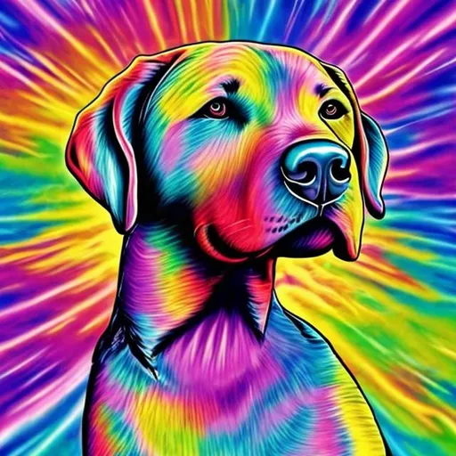 Prompt: Labrador retriever in the style of Lisa frank