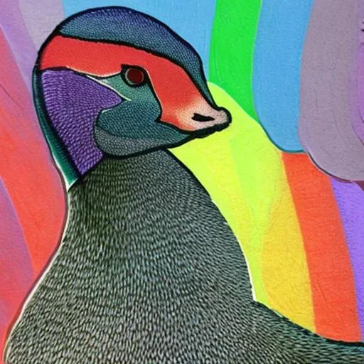 Prompt: Rainbow goose