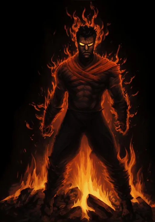 Prompt: Dark Fire man