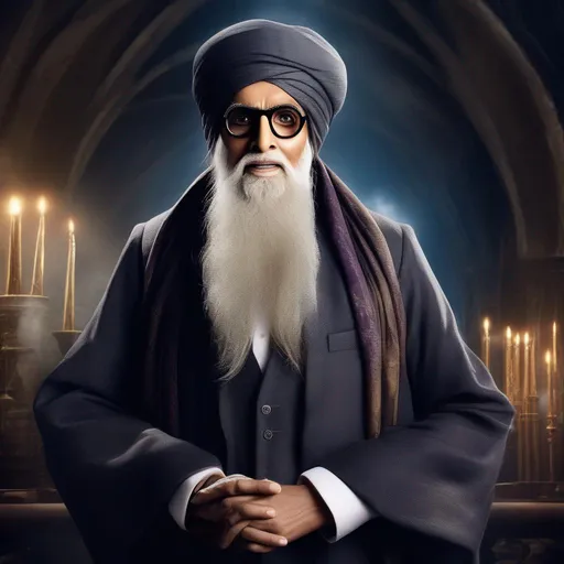 Prompt: Amitabh bachchan as Hogwarts professor dumbledore 