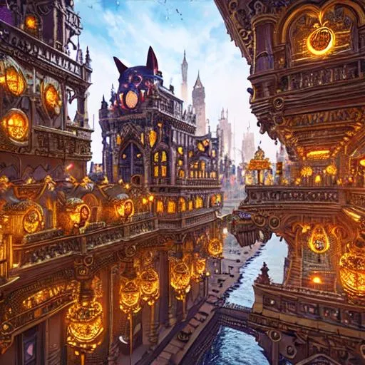 Prompt: cat city, ornate, intricate, led, hyper-detailed, 64K, UHD, HDR, unreal engine, vivid colors