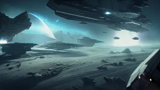 Prompt: space battle. imperial star destroyer. asteroids. galaxy. cinematic scene. Sci-Fi. hyper detailed.