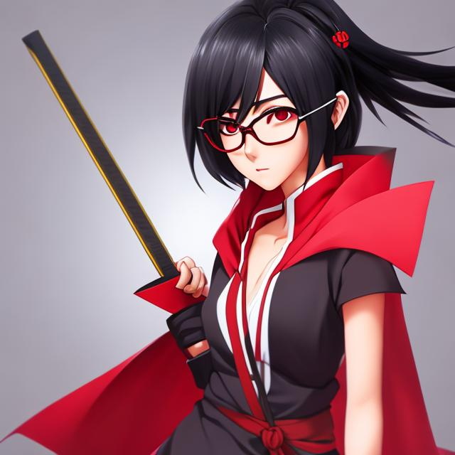 sarada uchiha, uchiha, ninja, anime, red glasses, re