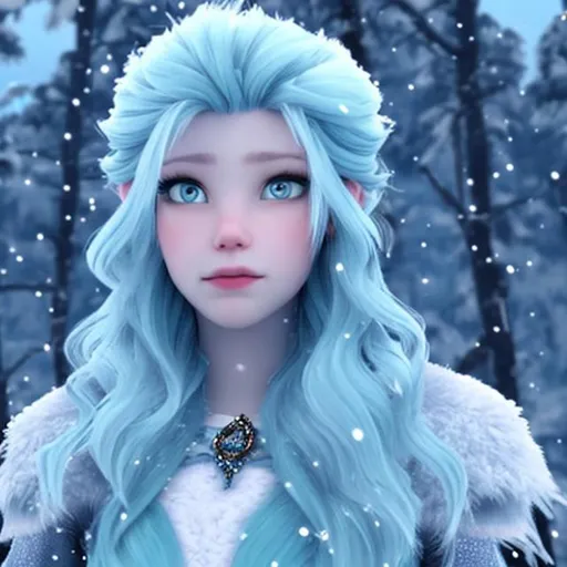 Prompt: Blue hair snow queen


