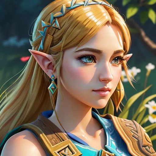 Prompt: Professional digital art of Zelda from Breath of the wild, by sciamano240, neoartcore, and other illustrators, intricate details, face,  full body portrait, headshot, illustration, UHD, 4K