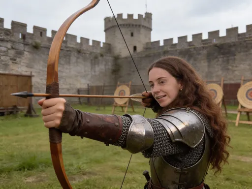 Prompt: @DyR2AiFdy0cZ3OmerGNK is a mediveal knight armed with a right handed bow