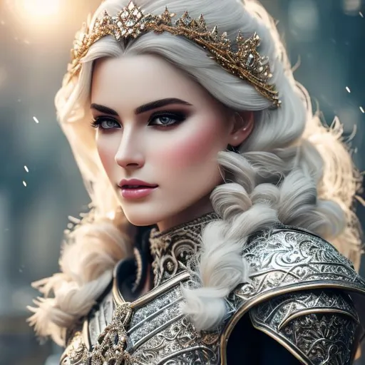 Prompt: create hig quality photograph of  beautiful female princes in white medieval knight armor wearing sunglasses, extremely detailed face, extremely detailed environment, extremely detailed background, intricate, extremely detailed skin, natural colors , professionally color graded, photorealism, 8k, realistic, moody lighting, ambience lighting