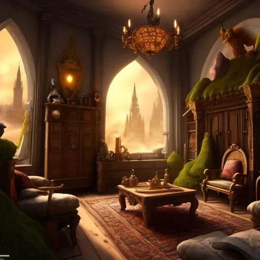 Prompt: fantasy, home interior, UHD, HD, 8K, 