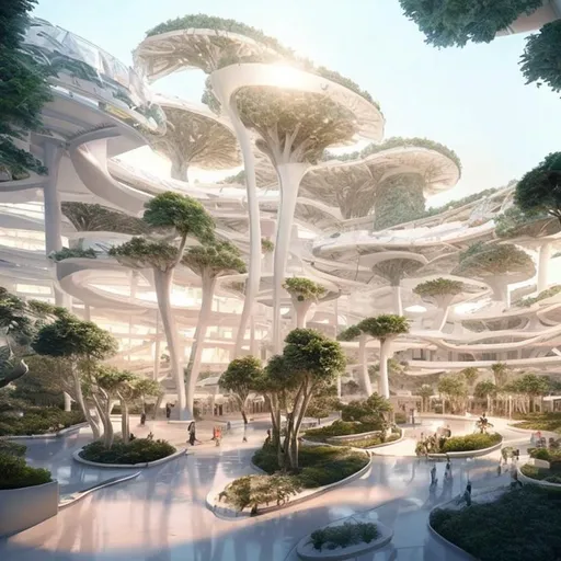 Prompt: mega cancer hospital plan, organic form, bacteria form, futuristic, utopian, trees, great light condition