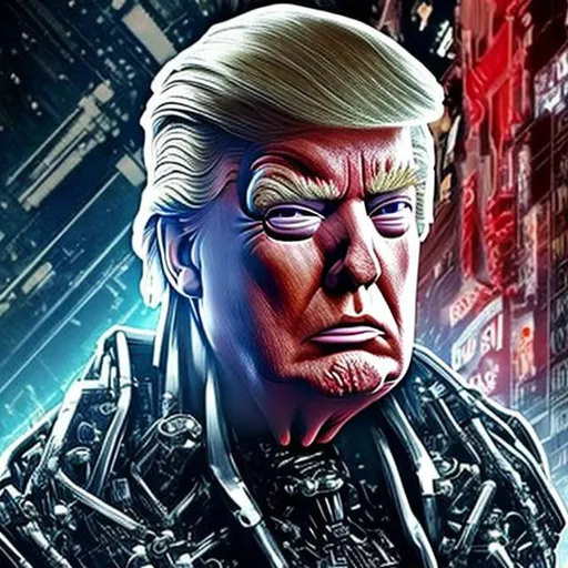 Prompt: Donald Trump as a cyborg cyberpunk Borg resistance is futile