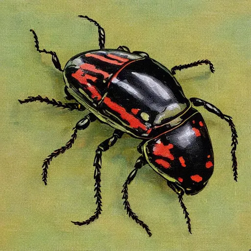 Prompt: Vintage painted beetle 