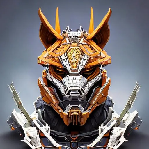 Prompt: symmetry!! Fox mask, portrait of machine from horizon zero dawn, intricate, elegant, highly detailed, digital painting, artstation, concept art, smooth, sharp focus, illustration, art by artgerm and greg rutkowski and alphonse mucha, 8 k