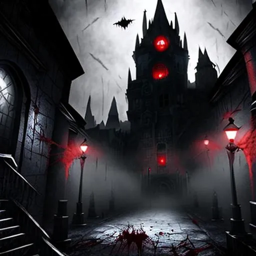 Prompt: arkhem knight, arkham asylum, dark night, fog, blood, highly detailed,  realistic 