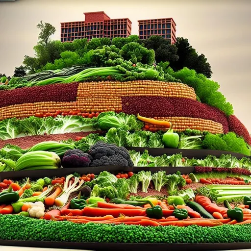 Prompt: cgi, Spanish fort made of vegetables, hyper detailed, epic composition