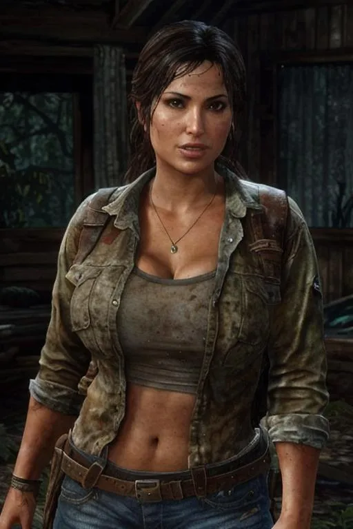 Prompt: beautiful young Denise Milani in the Last of us
