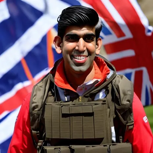 Prompt: Rishi Sunak, the British Prime Minister, as Action Man

