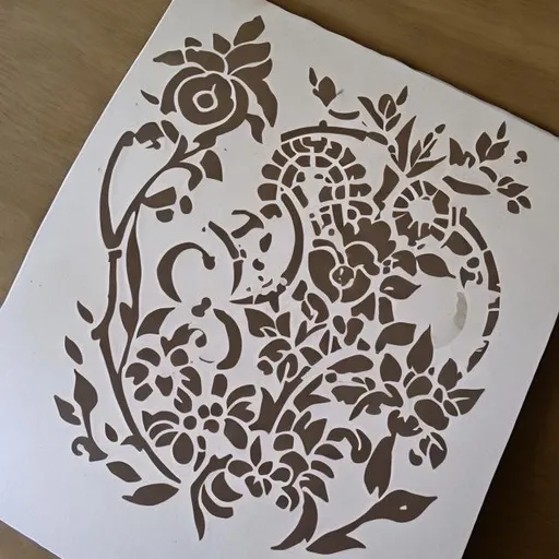 Prompt: Stencil with a secret garden theme 