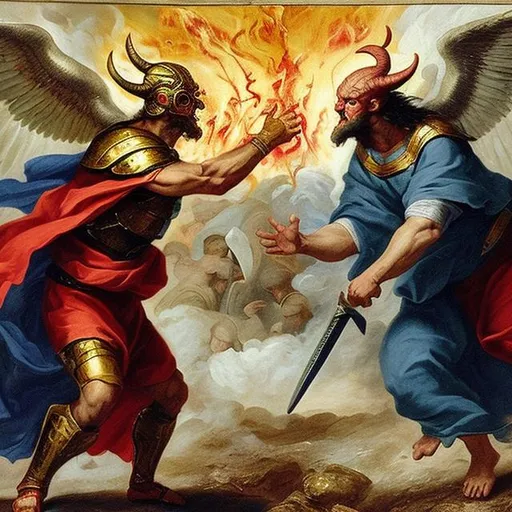 Prompt: Show me what a battle between God and the Devil would look like it they were fighting in Jerusalem.