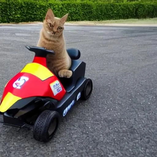 Prompt: cat on a kart,kart,racekart,mariokart