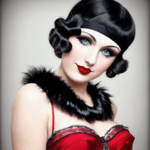 20's fashionable flapper girl,black finger curl hai... | OpenArt